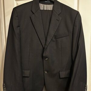 Ralph Lauren Men's Black Pinstripe Two-Button Wool Suit Jacket and Pants